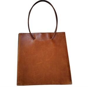 Fausto Santini Italian Leather Two Tone Shoulder Bag Black Brown Minimalist Tote